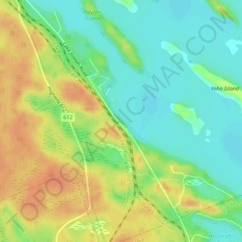Mappa topografica Lake Joseph, altitudine, rilievo