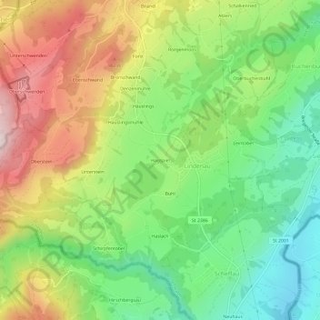 Mappa topografica Hagspiel, altitudine, rilievo