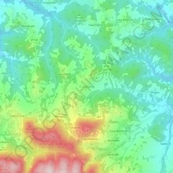 Mappa topografica Calghera, altitudine, rilievo
