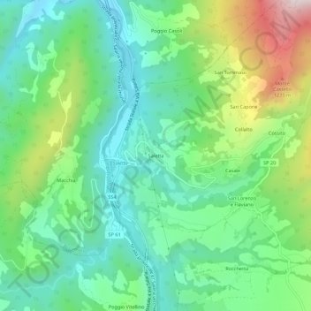 Mappa topografica Saletta, altitudine, rilievo