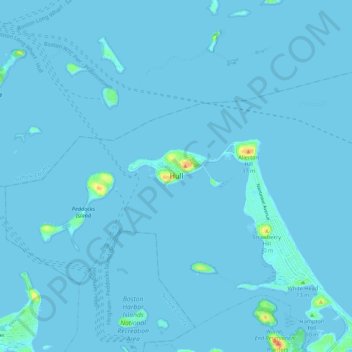 Mappa topografica Hull, altitudine, rilievo