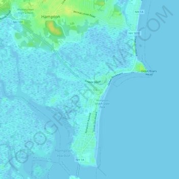 Mappa topografica Hampton Beach, altitudine, rilievo