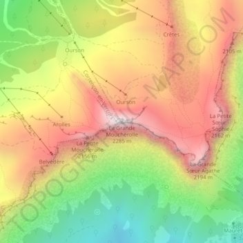 Mappa topografica La Grande Moucherolle, altitudine, rilievo