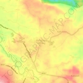 Mappa topografica Mahabang Parang, altitudine, rilievo
