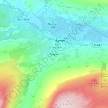 Mappa topografica Gayle, altitudine, rilievo