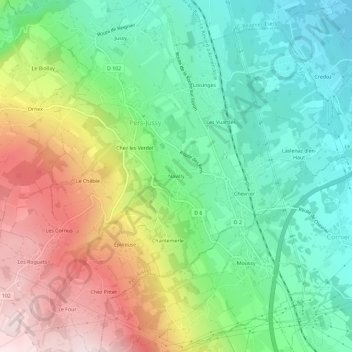 Mappa topografica Navilly, altitudine, rilievo