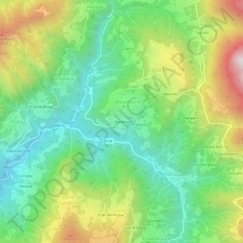 Mappa topografica Fondrea, altitudine, rilievo