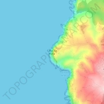 Mappa topografica Cabo da Roca, altitudine, rilievo