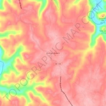 Mappa topografica Dodson Branch, altitudine, rilievo