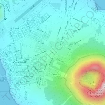 Mappa topografica Round Hill, altitudine, rilievo