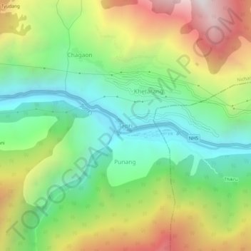 Mappa topografica Tapri, altitudine, rilievo