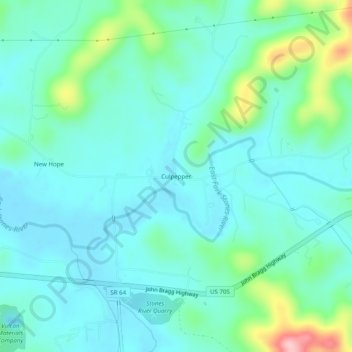 Mappa topografica Culpepper, altitudine, rilievo