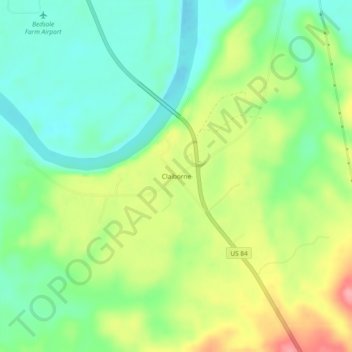 Mappa topografica Claiborne, altitudine, rilievo