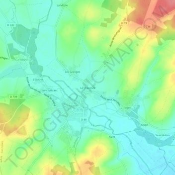 Mappa topografica La Chaussée, altitudine, rilievo