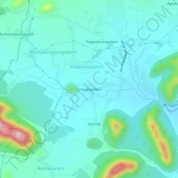 Mappa topografica Erravanipalem, altitudine, rilievo