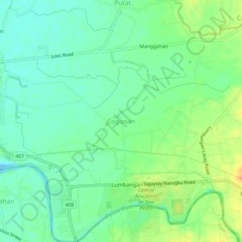 Mappa topografica Cogonan, altitudine, rilievo