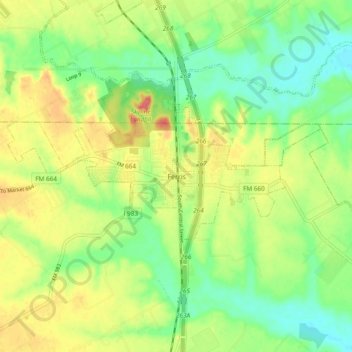 Mappa topografica Ferris, altitudine, rilievo