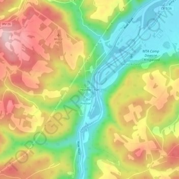 Mappa topografica Heathers Run, altitudine, rilievo