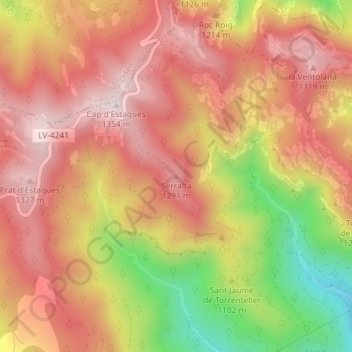Mappa topografica Serralta, altitudine, rilievo