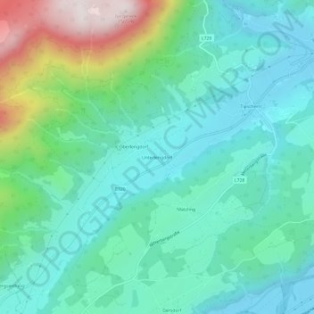 Mappa topografica Unterlengdorf, altitudine, rilievo