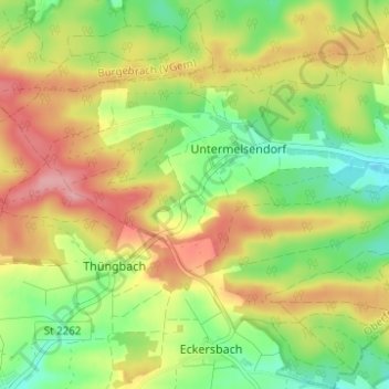 Mappa topografica Obermelsendorf, altitudine, rilievo
