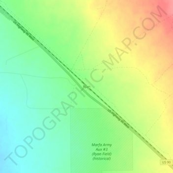 Mappa topografica Ryan, altitudine, rilievo