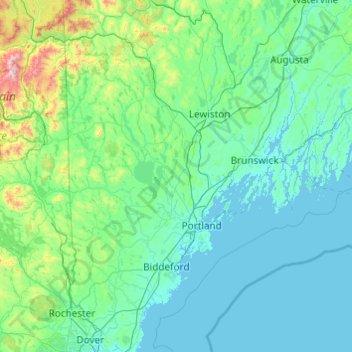 Mappa topografica Cumberland, altitudine, rilievo