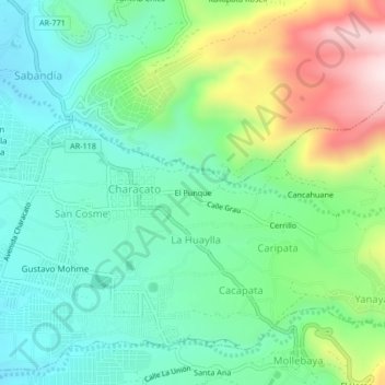 Mappa topografica El Punque, altitudine, rilievo
