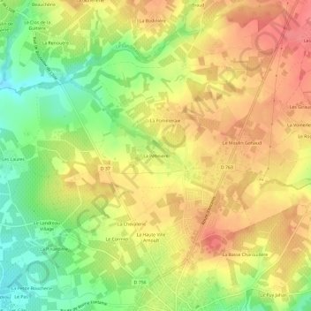 Mappa topografica La Pétinière, altitudine, rilievo
