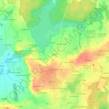 Mappa topografica La Rue, altitudine, rilievo