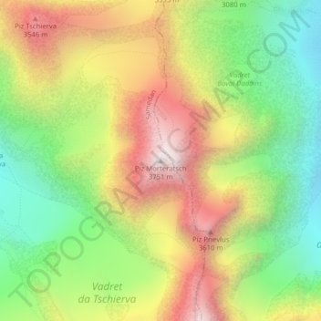 Mappa topografica Piz Morteratsch, altitudine, rilievo
