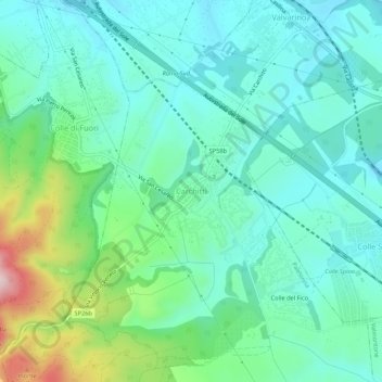 Mappa topografica Carchitti, altitudine, rilievo