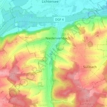 Mappa topografica Wocka, altitudine, rilievo