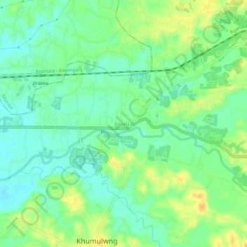 Mappa topografica Jirania, altitudine, rilievo