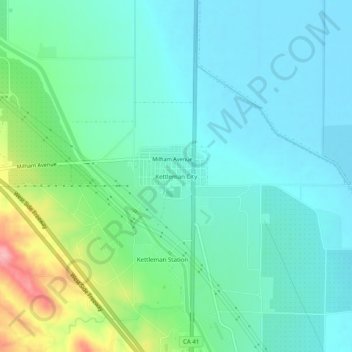 Mappa topografica Kettleman City, altitudine, rilievo