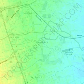 Mappa topografica Santa Maria, altitudine, rilievo