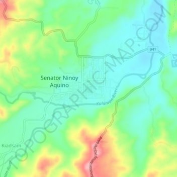 Mappa topografica Kulaman, altitudine, rilievo