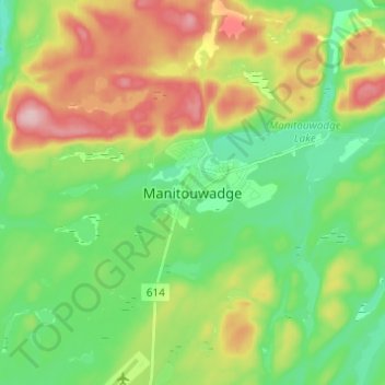 Mappa topografica Manitouwadge, altitudine, rilievo