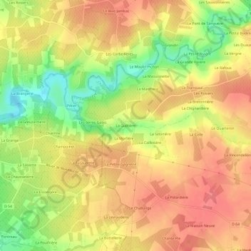 Mappa topografica La Guiltière, altitudine, rilievo