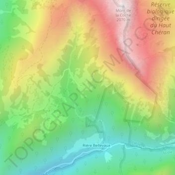 Mappa topografica La Biole, altitudine, rilievo