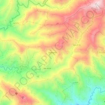Mappa topografica Daimalos, altitudine, rilievo