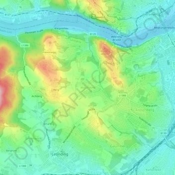 Mappa topografica Holzheim, altitudine, rilievo