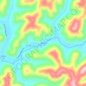 Mappa topografica Walker, altitudine, rilievo