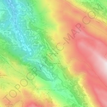 Mappa topografica Vado Lucoli, altitudine, rilievo