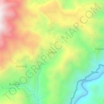 Mappa topografica Butbut, altitudine, rilievo