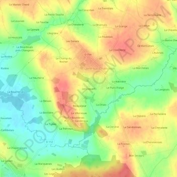 Mappa topografica Le Coquart, altitudine, rilievo