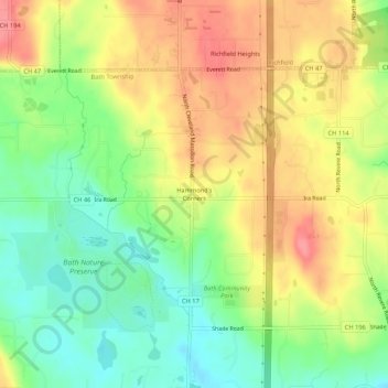 Mappa topografica Hammond's Corners, altitudine, rilievo