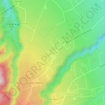 Mappa topografica Cadalian, altitudine, rilievo