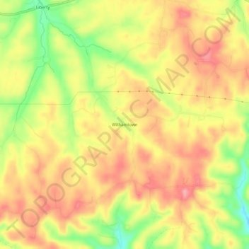 Mappa topografica Withamtown, altitudine, rilievo