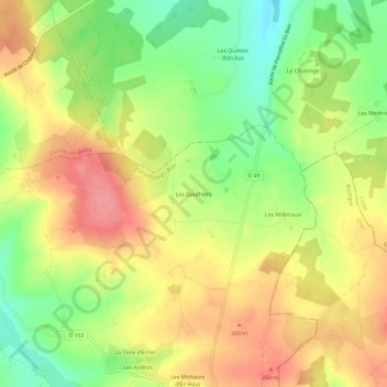 Mappa topografica Les Gauthiers, altitudine, rilievo